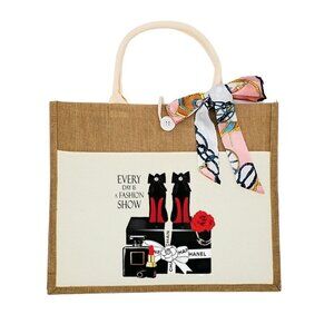 Custom Canvas Tote Bag, Large Size - Every day is a Fashion Show Cream Tote